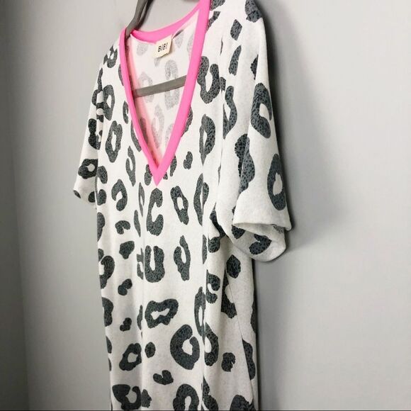 BIBI | Animal Leopard Print & Neon V-Neck Top M - Picture 2 of 7